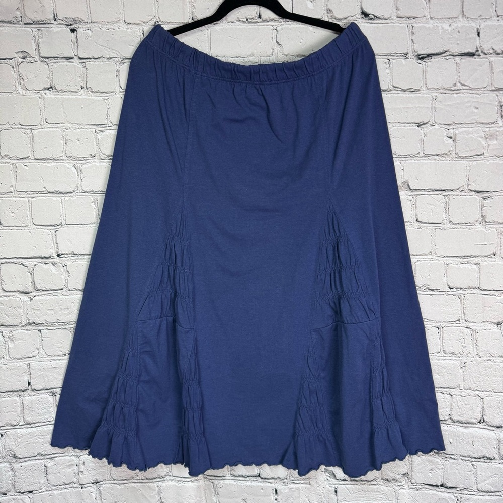 Vintage Only Necessities Women's A-Line Midi Maxi Skirt Deep Blue Pleated Sz L - Picture 1 of 7